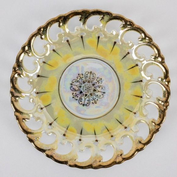 Vintage Royal Sealy Tea Cup in Luster Yellow with Gold and Iridescent Accents - Picture 3 of 8